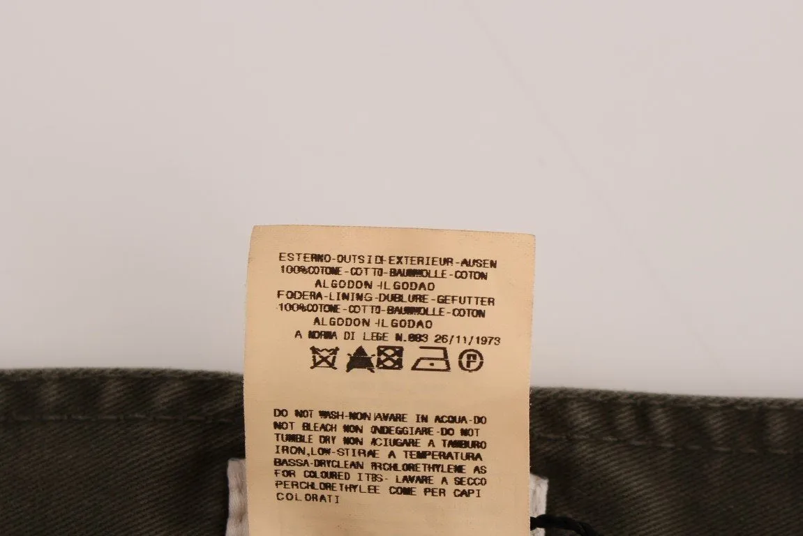 Green Cotton Straight Fit Chinos Pants