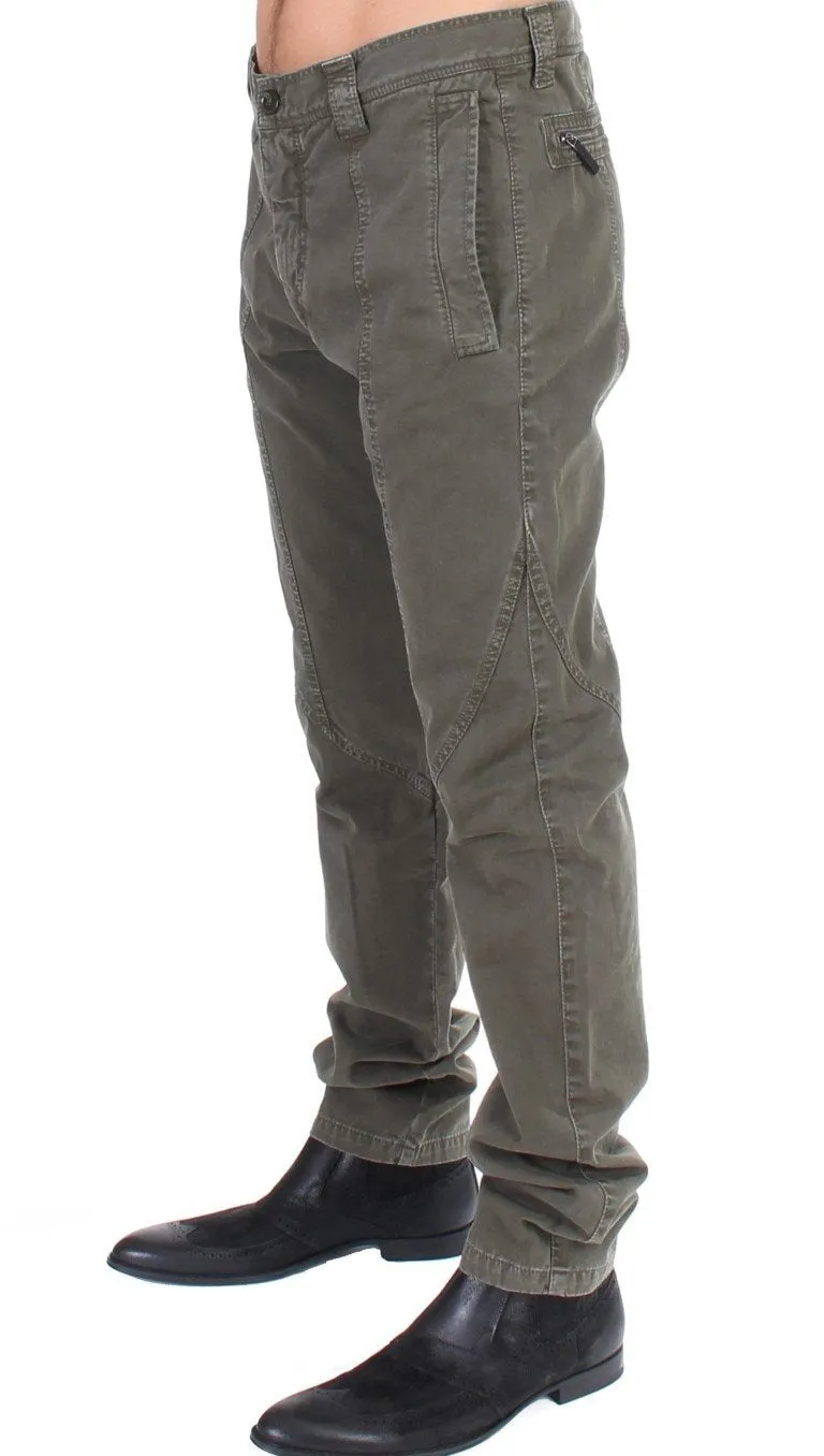 Green Cotton Straight Fit Chinos Pants