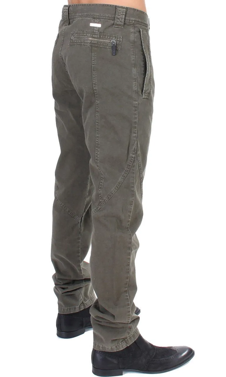 Green Cotton Straight Fit Chinos Pants