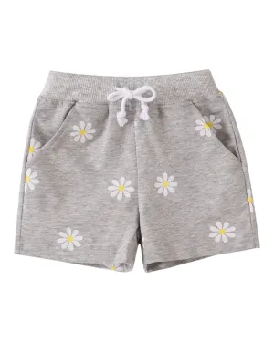 Grey Shorts with Daisy Pattern