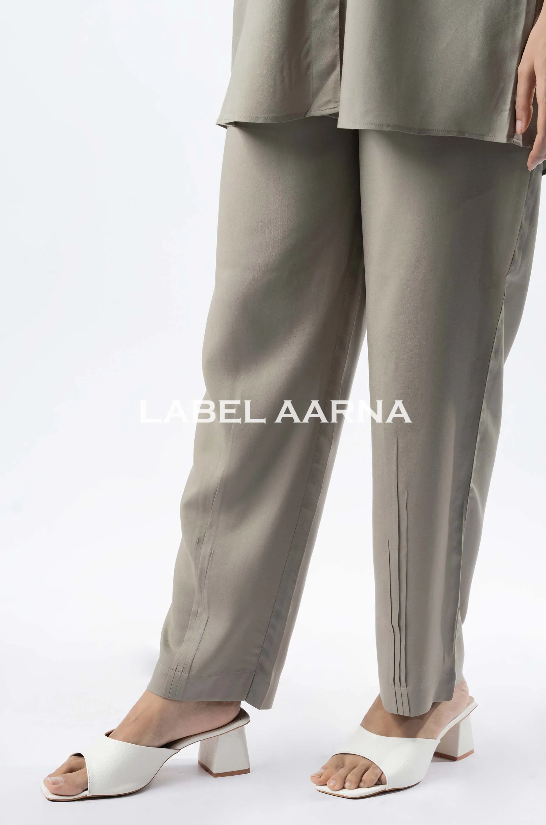 Grey Viscose Rayon Shawl Collar With Curved Sleeves Co-Ord Set