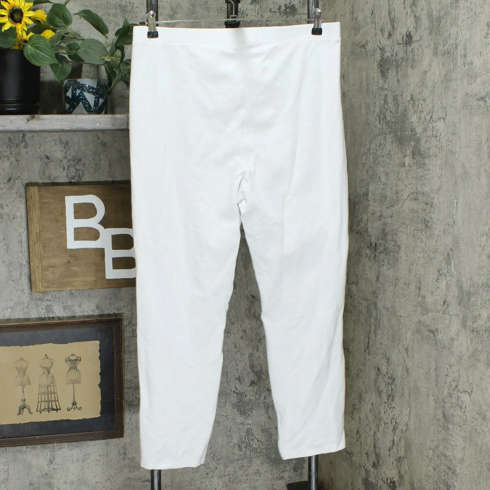 H by Halston Women's Ankle Length Ponte Leggings White Medium