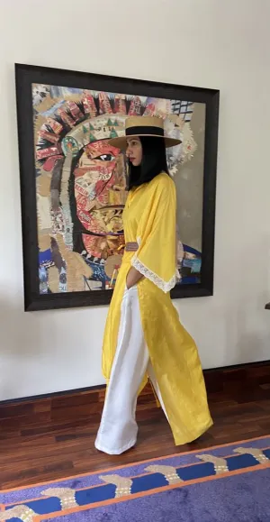 Hanshu   I   Palm Lace Top   Pants (Suit)  Yellow  White  Luxe Resort Wear NAWF07