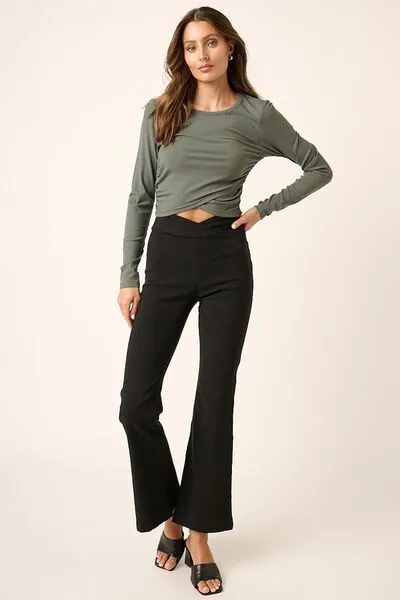 Hazel Blues® |  Mittoshop Surplice V Waist Flare Pants