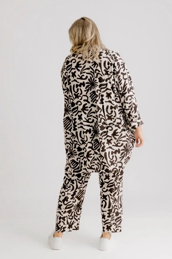 Henri Motif Print Pant - Ecru Motif Print