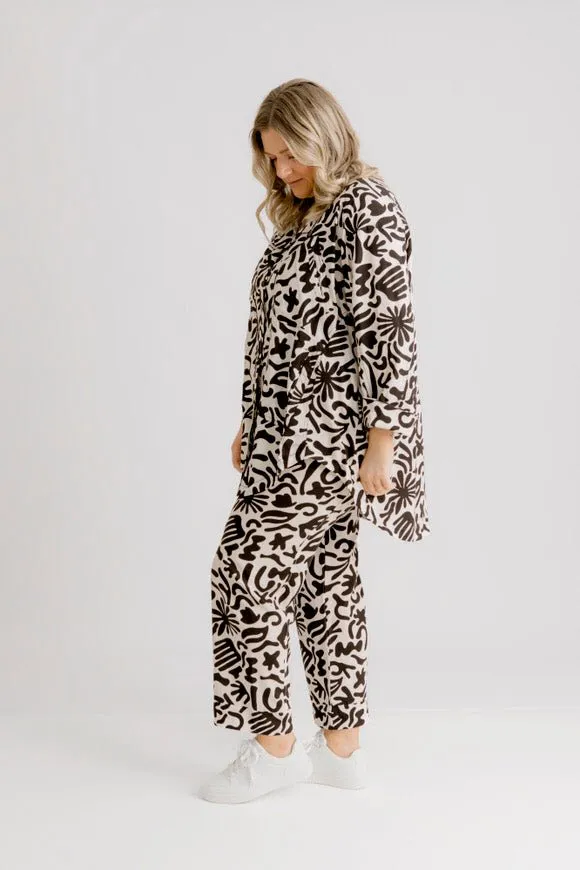 Henri Motif Print Pant - Ecru Motif Print