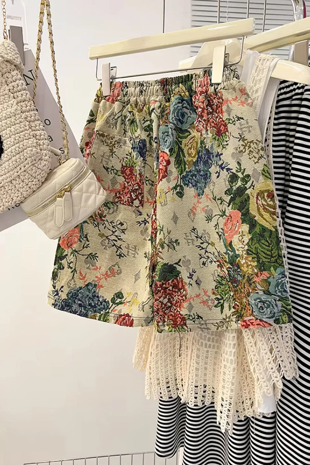 High Waist Floral Pattern Wide Leg Shorts