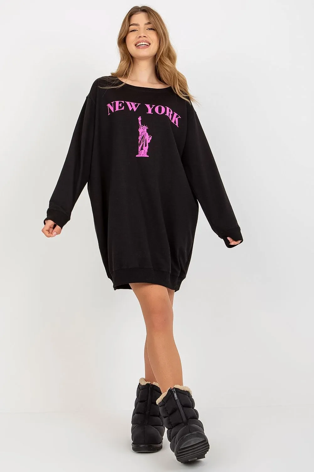 JTDF New York Oversized Women's Sweatshirt with Bold Front Print