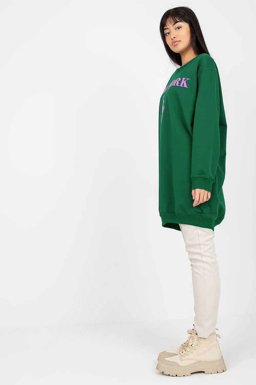 JTDF New York Oversized Women's Sweatshirt with Bold Front Print