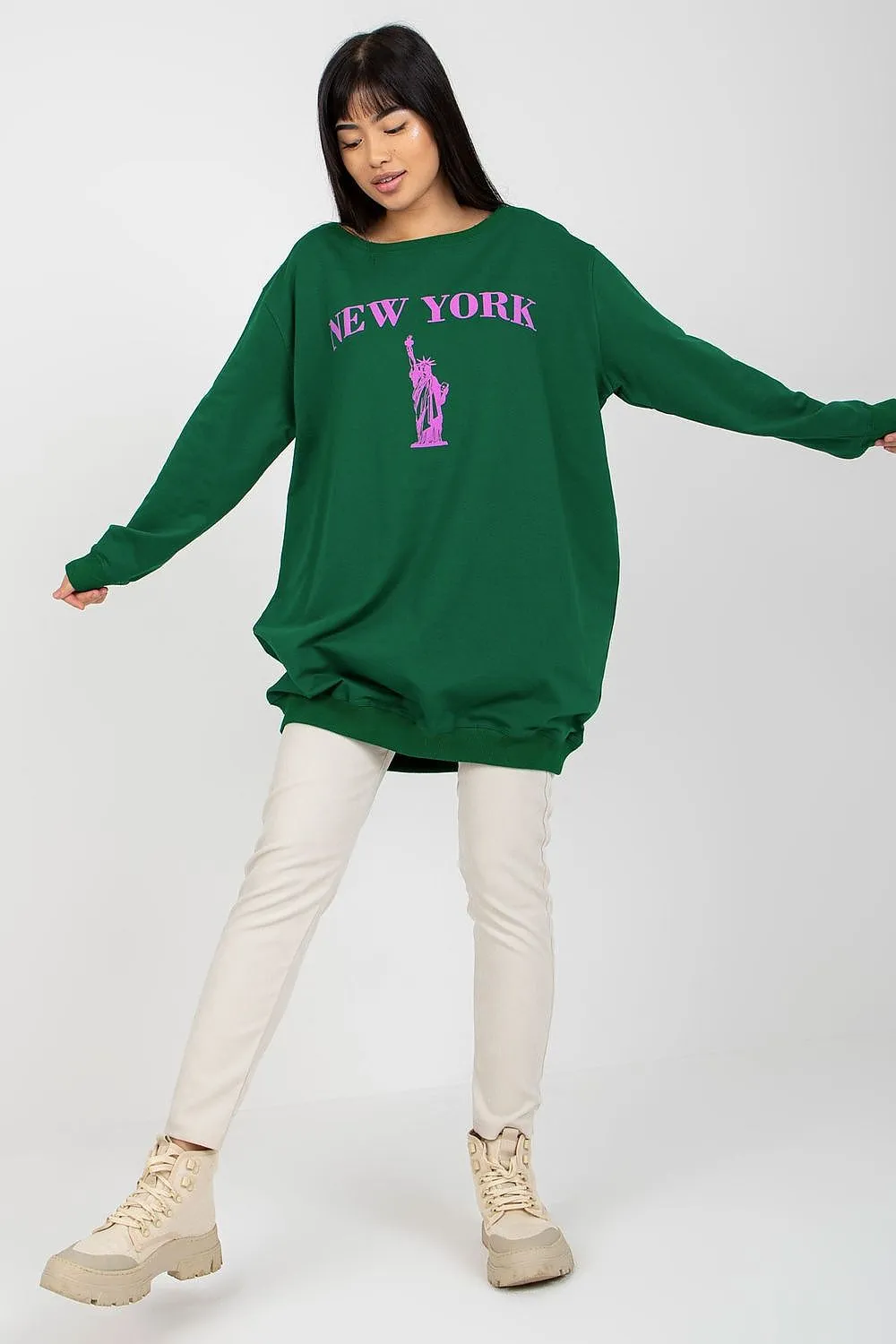 JTDF New York Oversized Women's Sweatshirt with Bold Front Print
