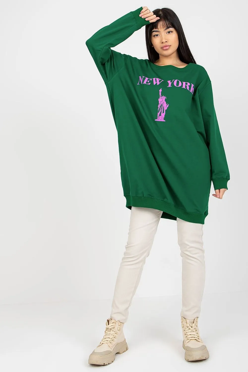 JTDF New York Oversized Women's Sweatshirt with Bold Front Print