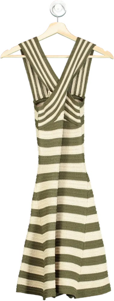 Karen Millen Green and White Striped Knit Dress UK XS