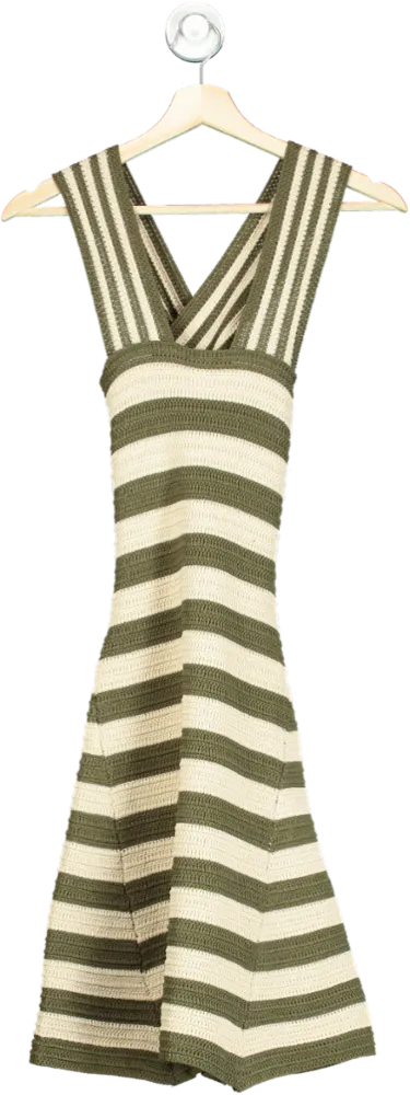 Karen Millen Green and White Striped Knit Dress UK XS