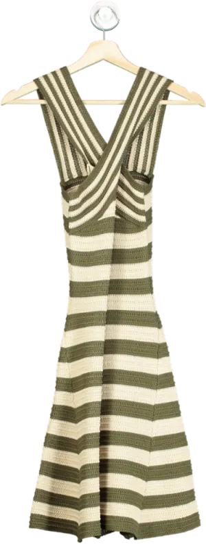 Karen Millen Green and White Striped Knit Dress UK XS