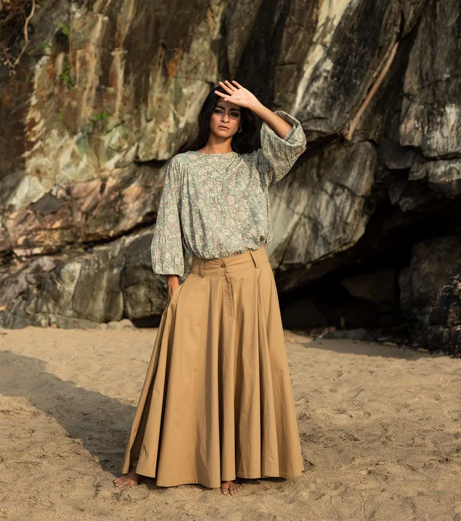 Khara Kapas I  Oh carol I Cotton Polin Ibis Skirt Khaki KK-24-22