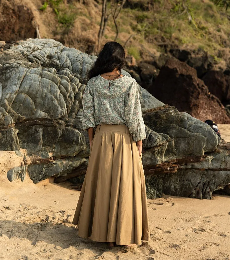 Khara Kapas I  Oh carol I Cotton Polin Ibis Skirt Khaki KK-24-22