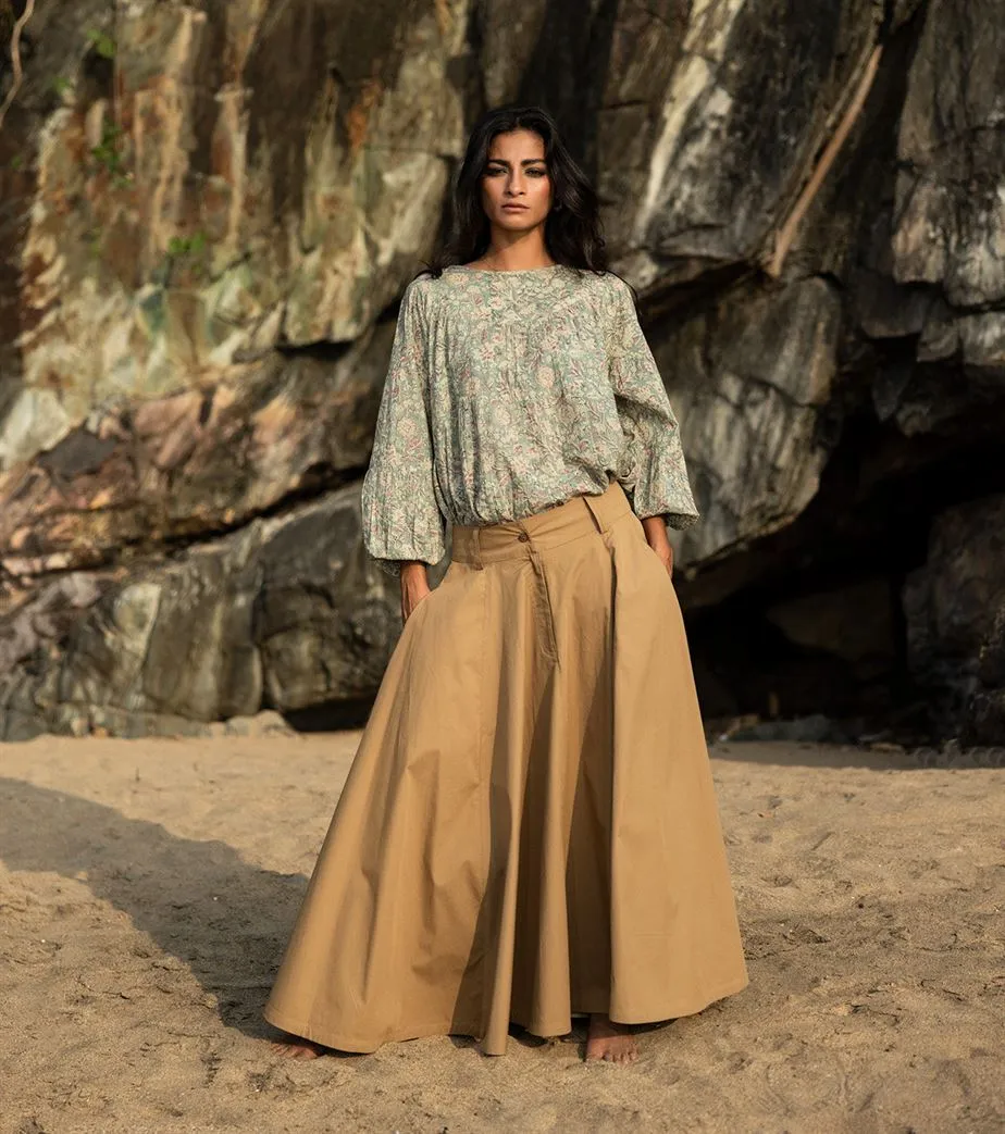 Khara Kapas I  Oh carol I Cotton Polin Ibis Skirt Khaki KK-24-22