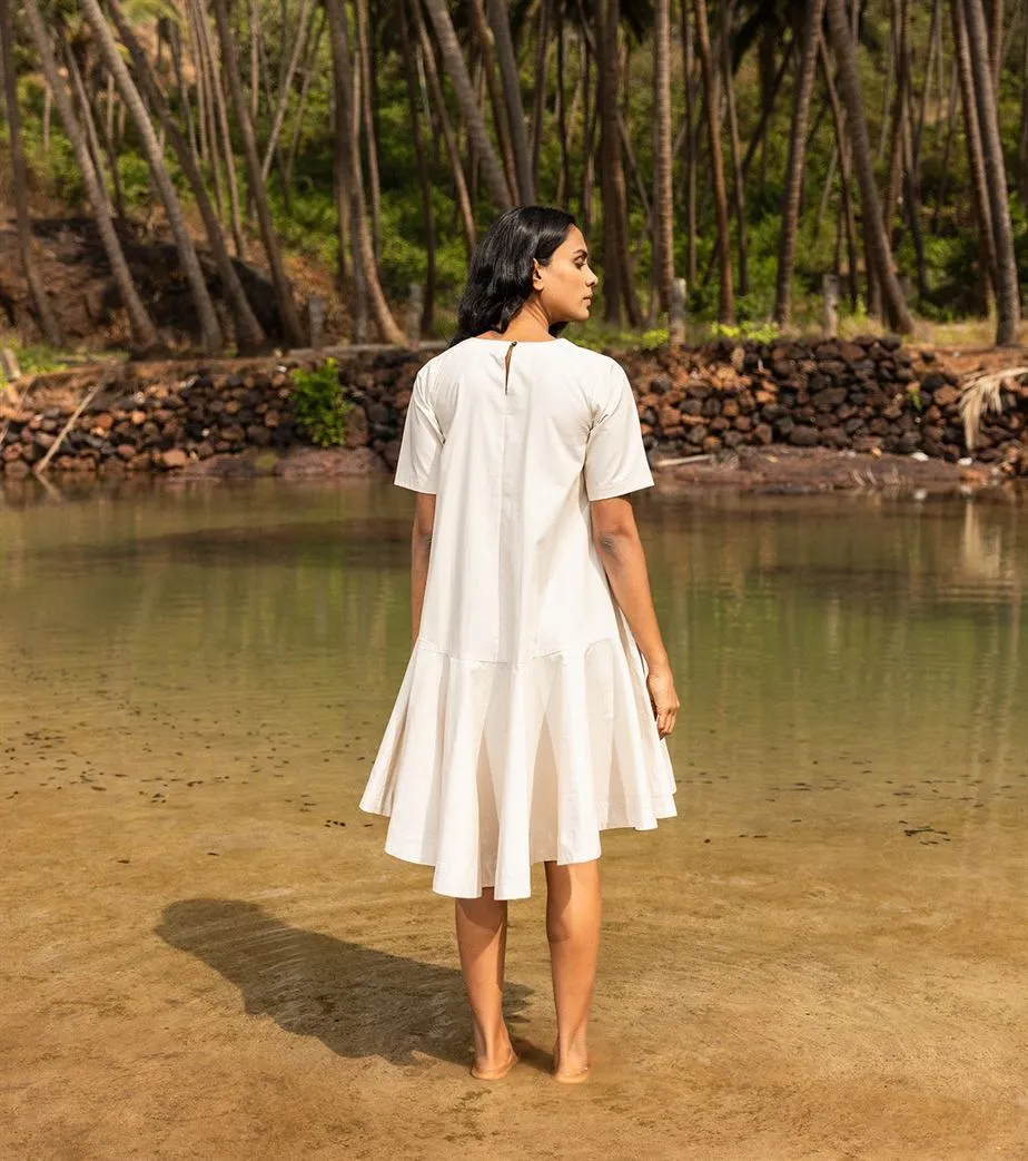 Khara Kapas I  Oh carol I Cotton Poplin String of pearls Dress Off white KK-24-33