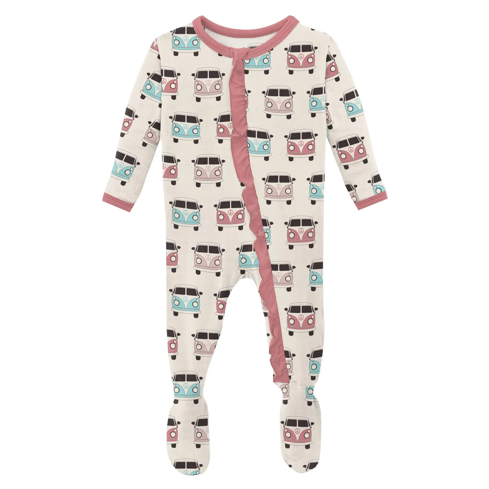 KicKee Pants Natural Vintage Vans Classic Ruffle Footie with Zipper