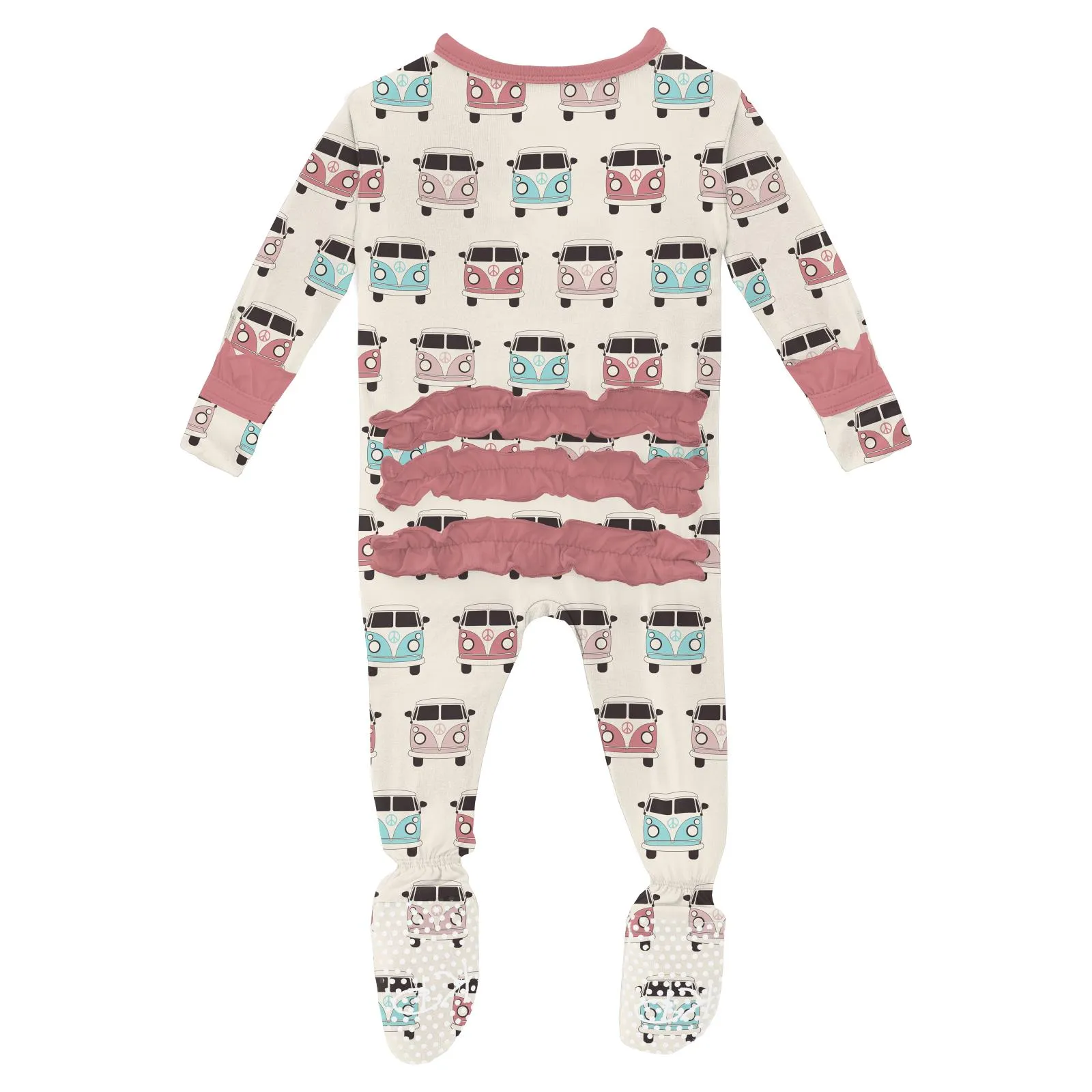KicKee Pants Natural Vintage Vans Classic Ruffle Footie with Zipper