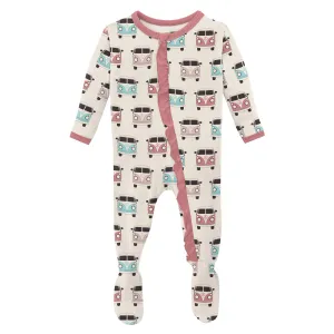 KicKee Pants Natural Vintage Vans Classic Ruffle Footie with Zipper