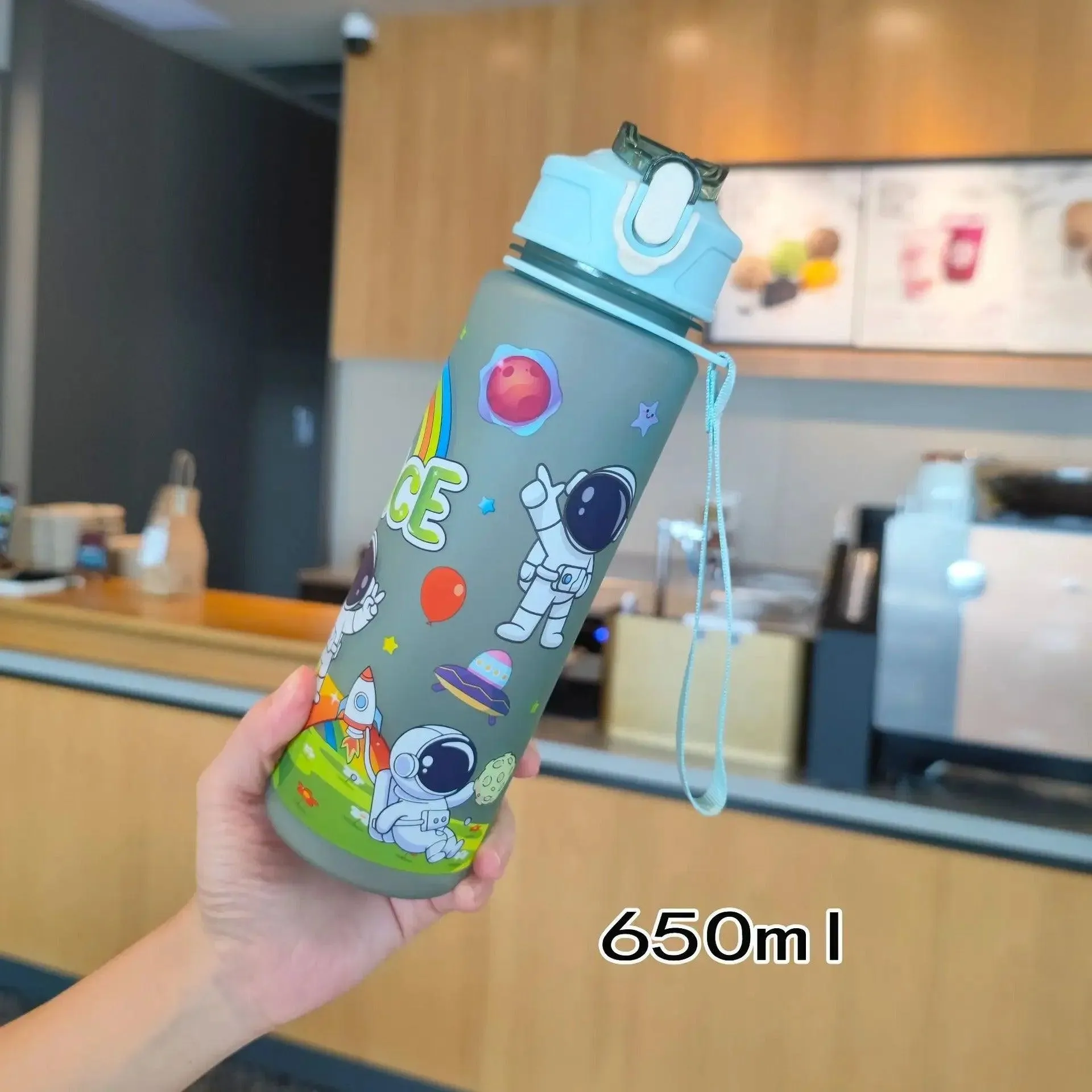 Kids' Space-Themed Tritan Water Bottles with Straw Lid - 600ml