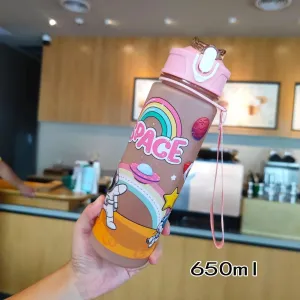 Kids' Space-Themed Tritan Water Bottles with Straw Lid - 600ml
