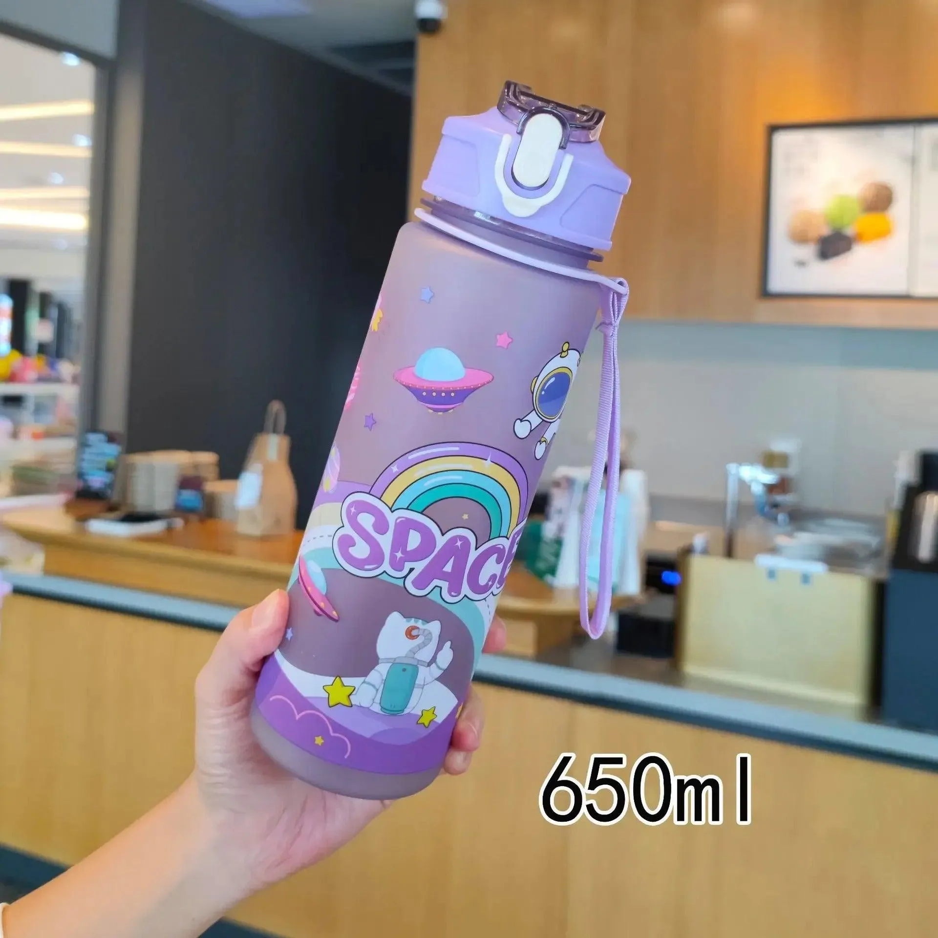 Kids' Space-Themed Tritan Water Bottles with Straw Lid - 600ml