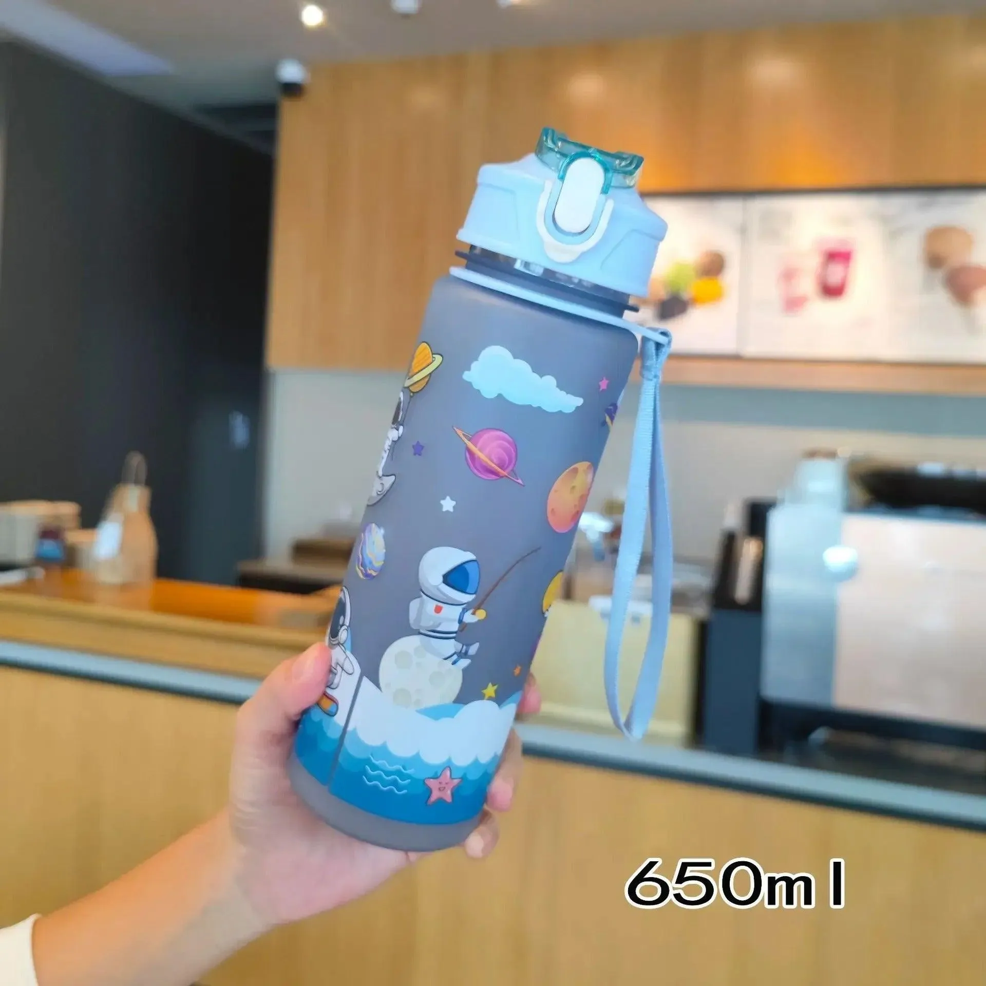 Kids' Space-Themed Tritan Water Bottles with Straw Lid - 600ml