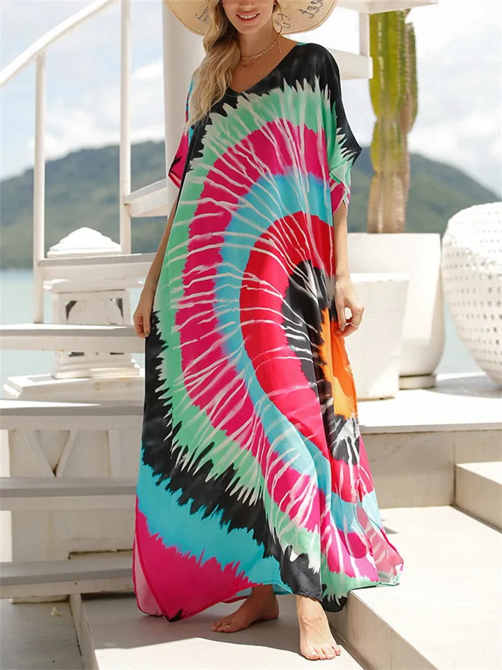 Ladies Relaxed Printed Sun-proof Swimsuit Smock Dress