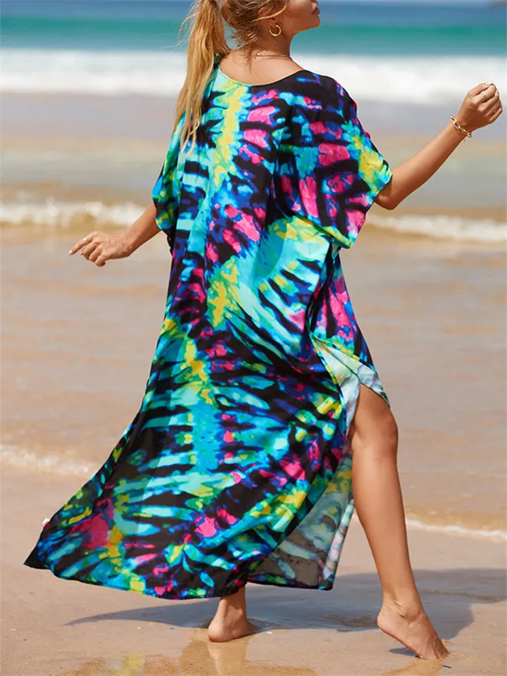 Ladies Relaxed Printed Sun-proof Swimsuit Smock Dress