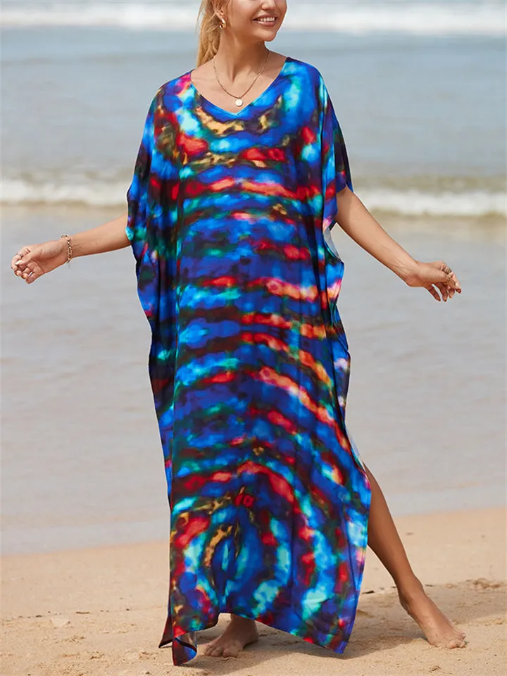 Ladies Relaxed Printed Sun-proof Swimsuit Smock Dress