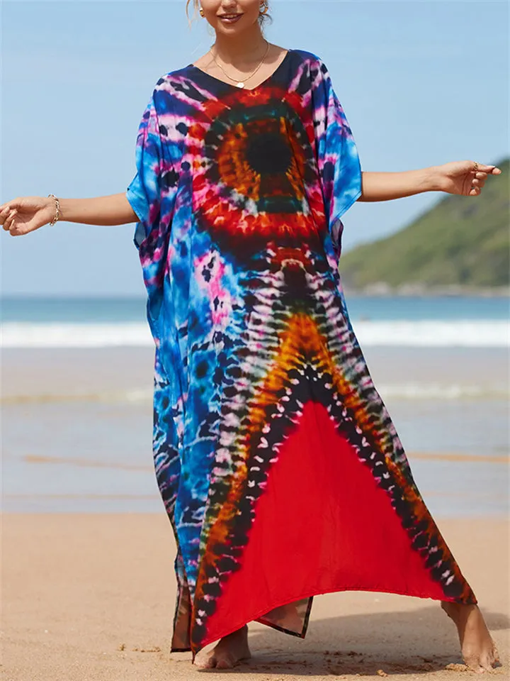 Ladies Relaxed Printed Sun-proof Swimsuit Smock Dress