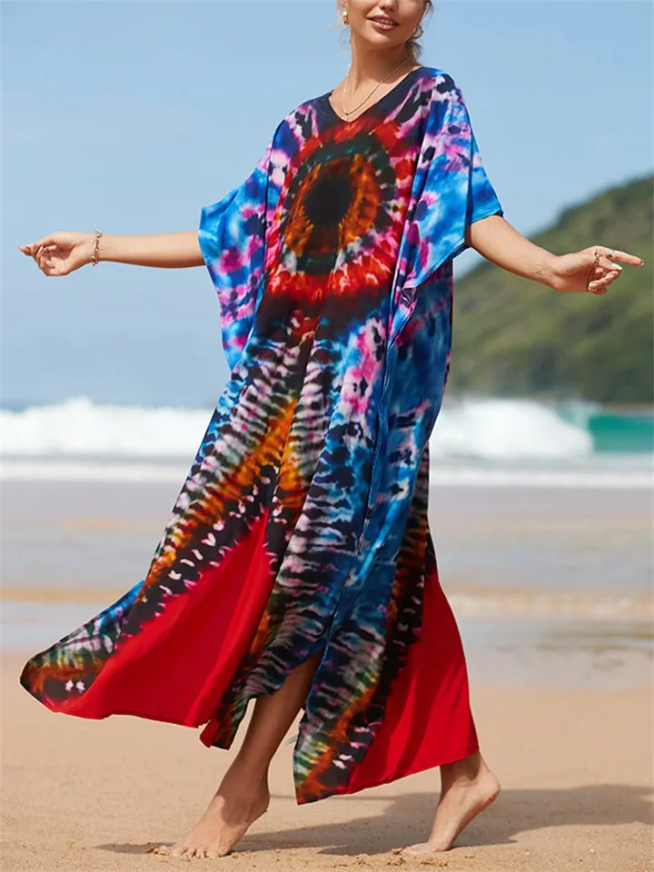 Ladies Relaxed Printed Sun-proof Swimsuit Smock Dress