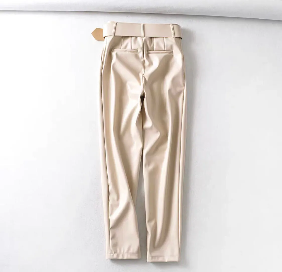 Leather Belted Pants