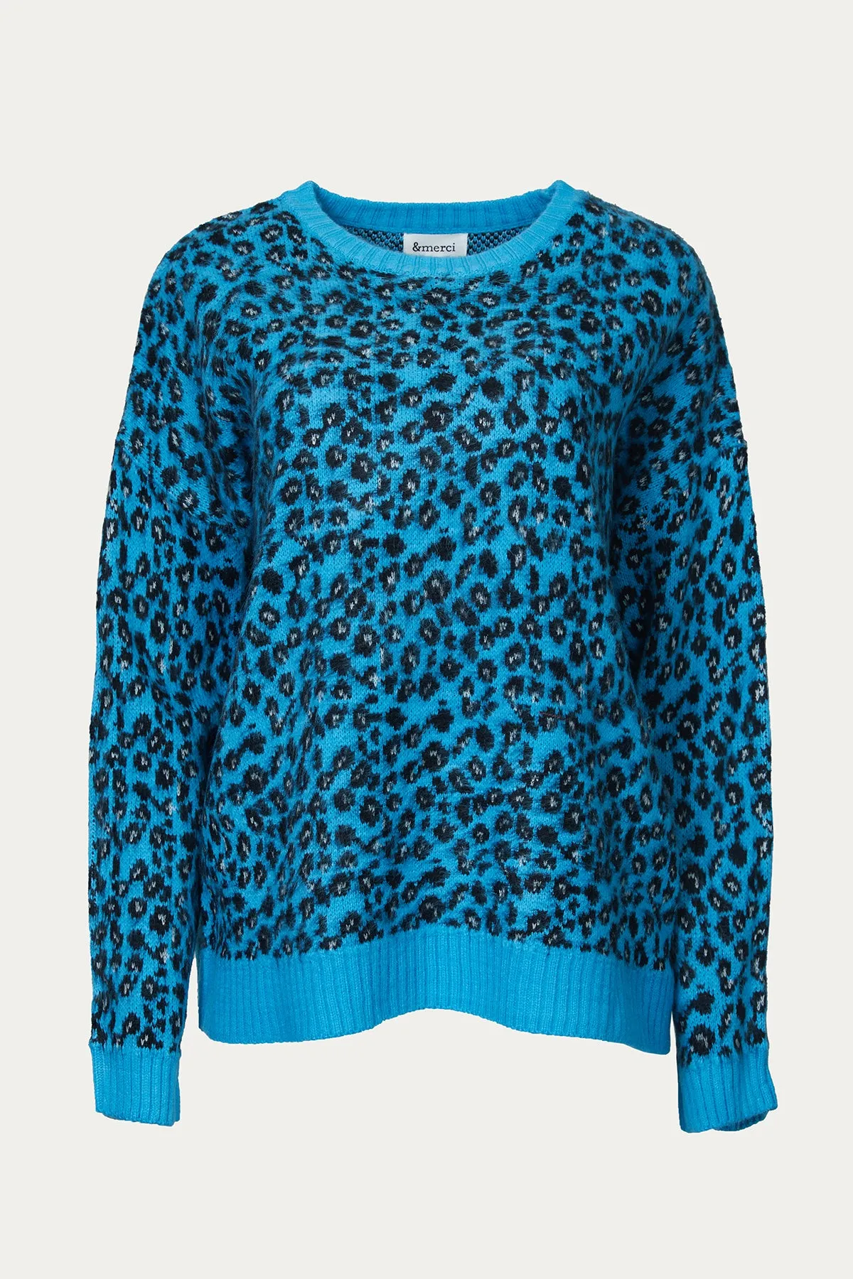 LEOPARD MOHAIR CREWNECK SWEATER