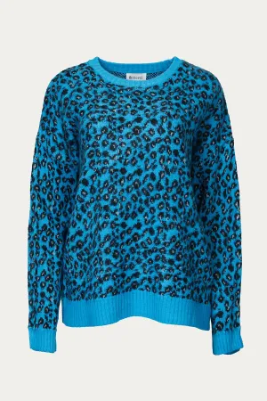 LEOPARD MOHAIR CREWNECK SWEATER