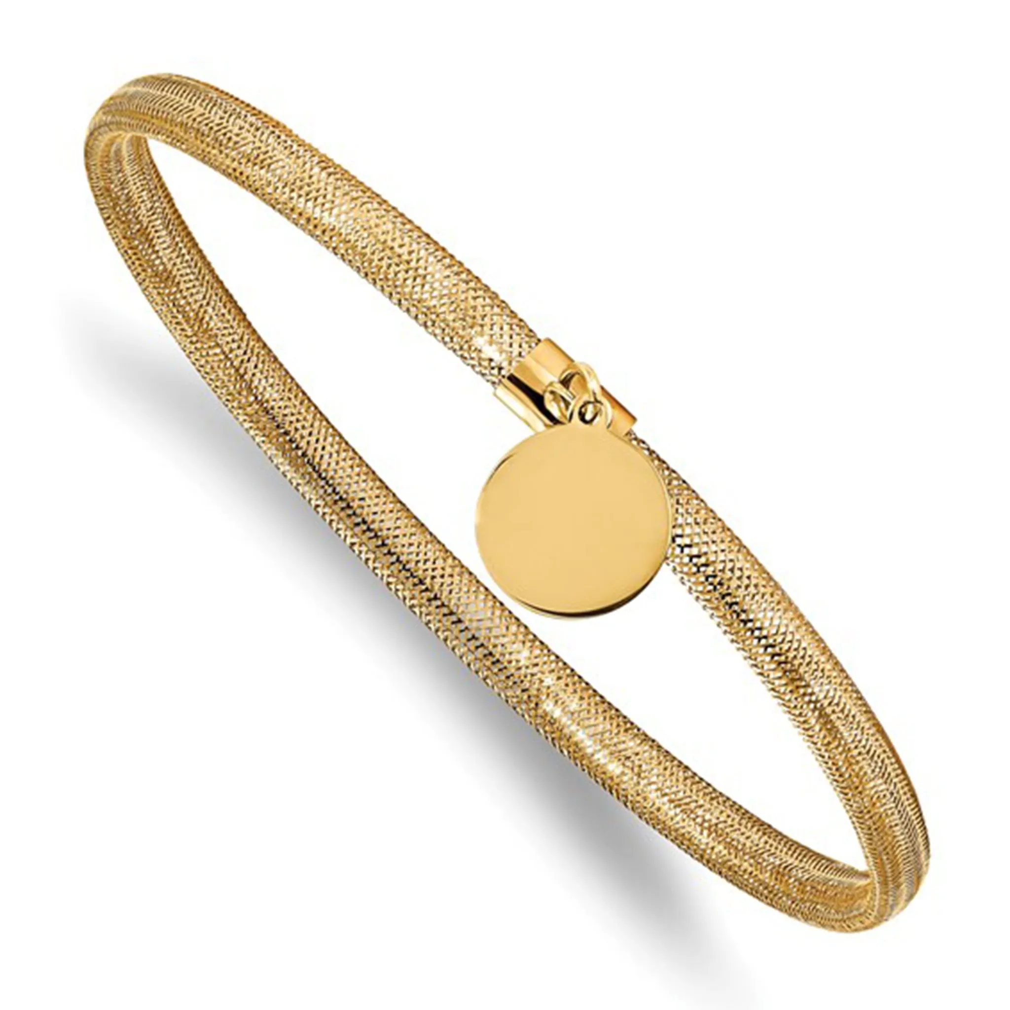 Lightweight Fancy Round Stretchable Mesh Bangle Bracelet (14K)
