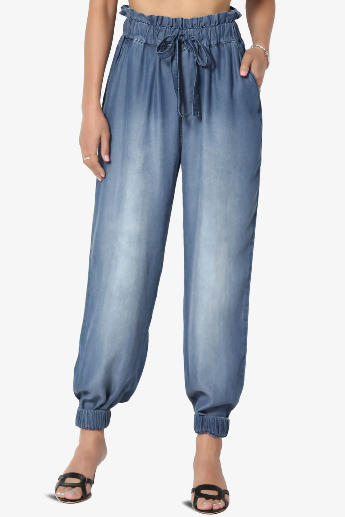Lilah High Waist Chambray Jogger Pants