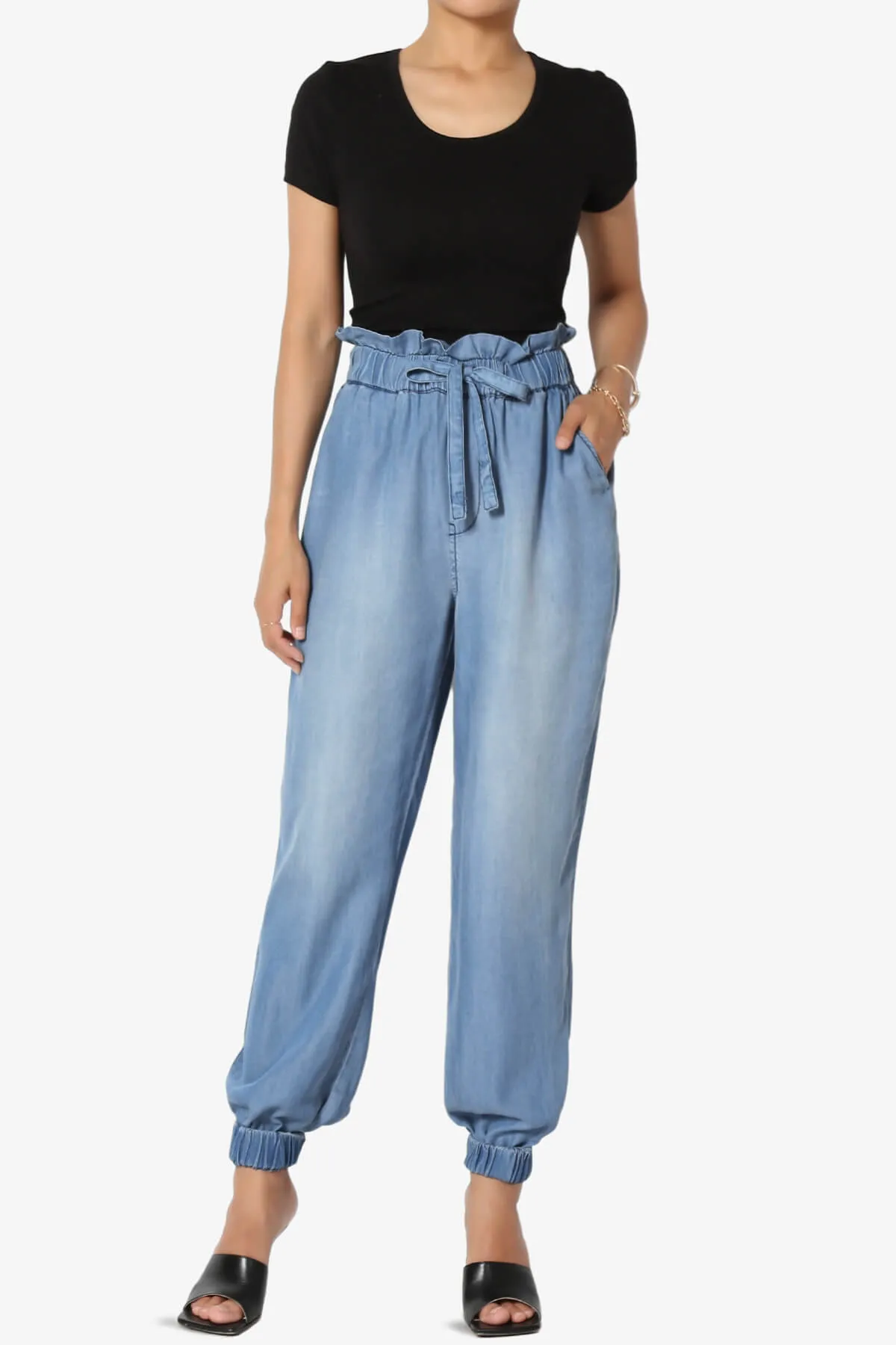 Lilah High Waist Chambray Jogger Pants