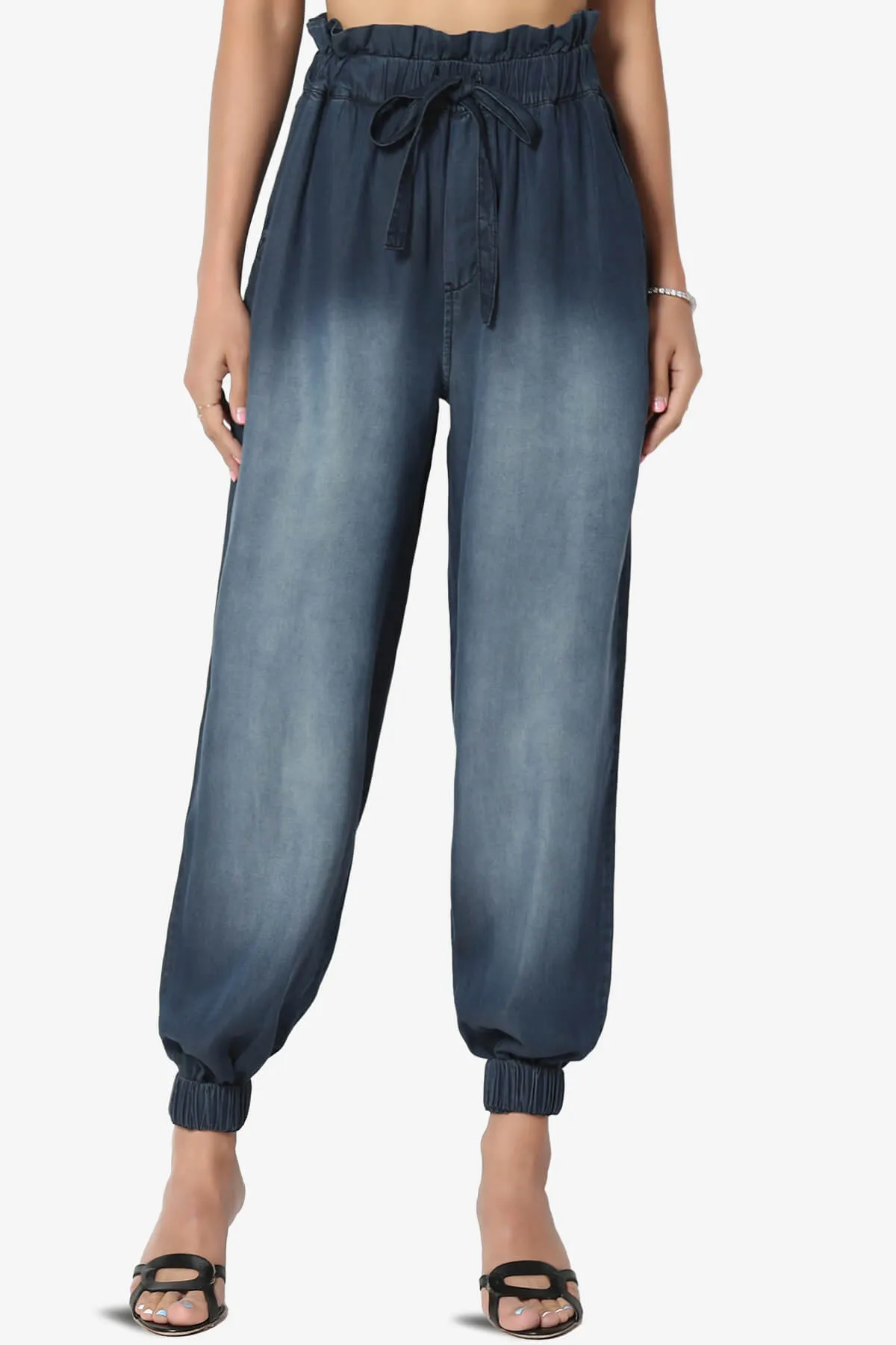 Lilah High Waist Chambray Jogger Pants