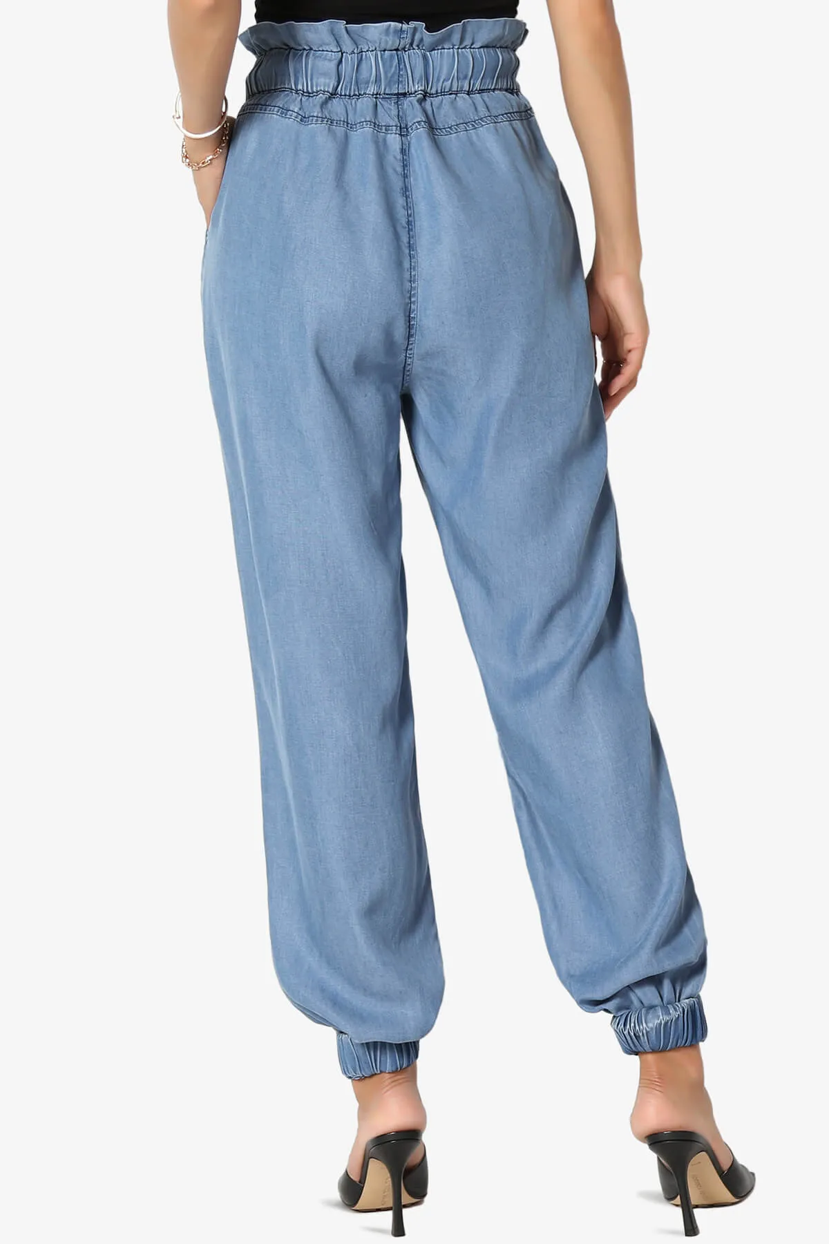 Lilah High Waist Chambray Jogger Pants