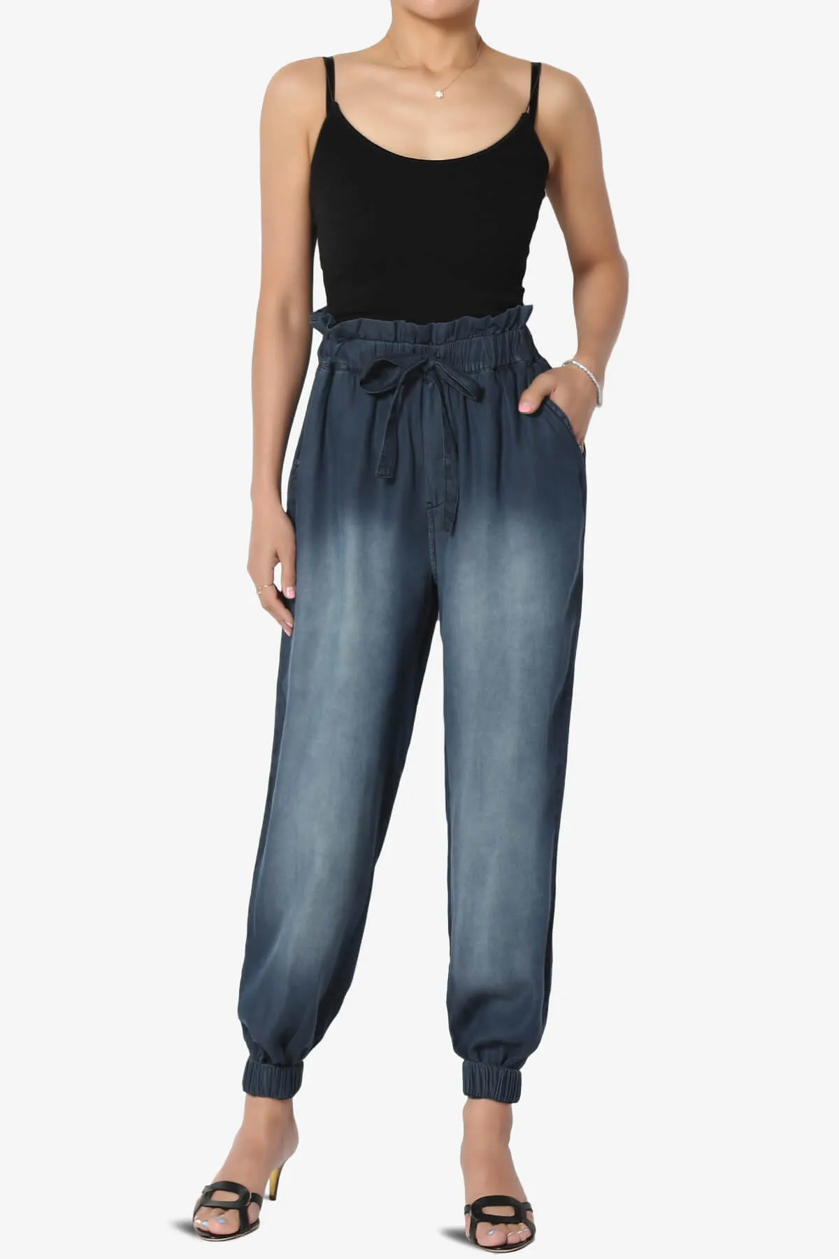 Lilah High Waist Chambray Jogger Pants
