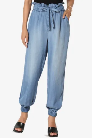 Lilah High Waist Chambray Jogger Pants