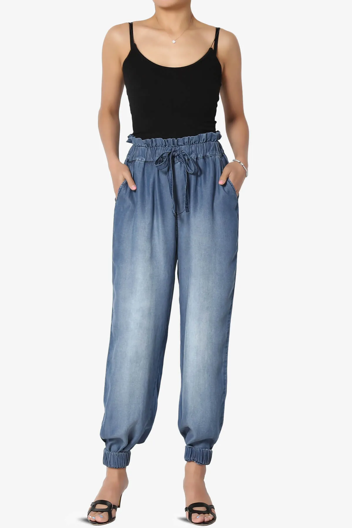 Lilah High Waist Chambray Jogger Pants