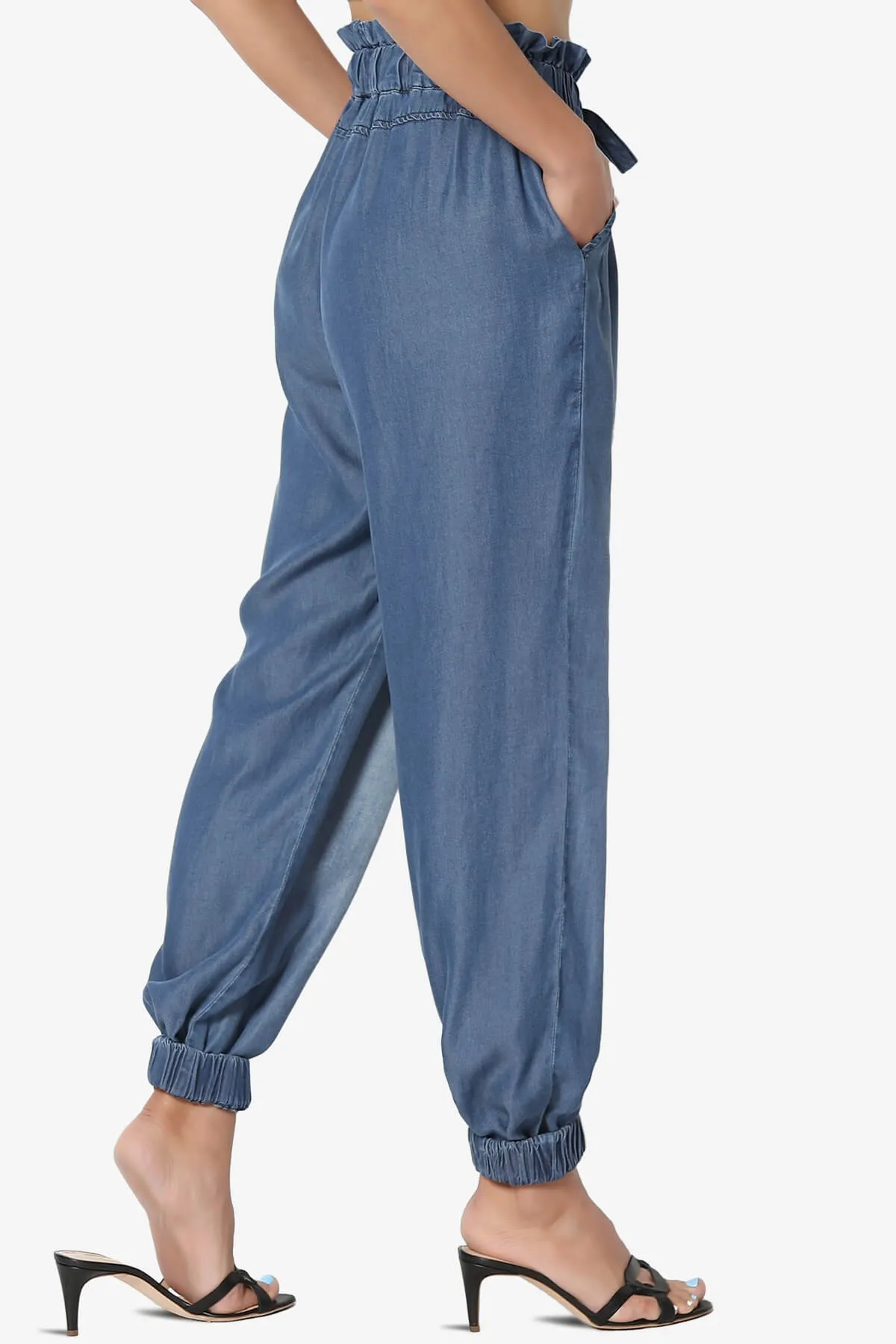 Lilah High Waist Chambray Jogger Pants