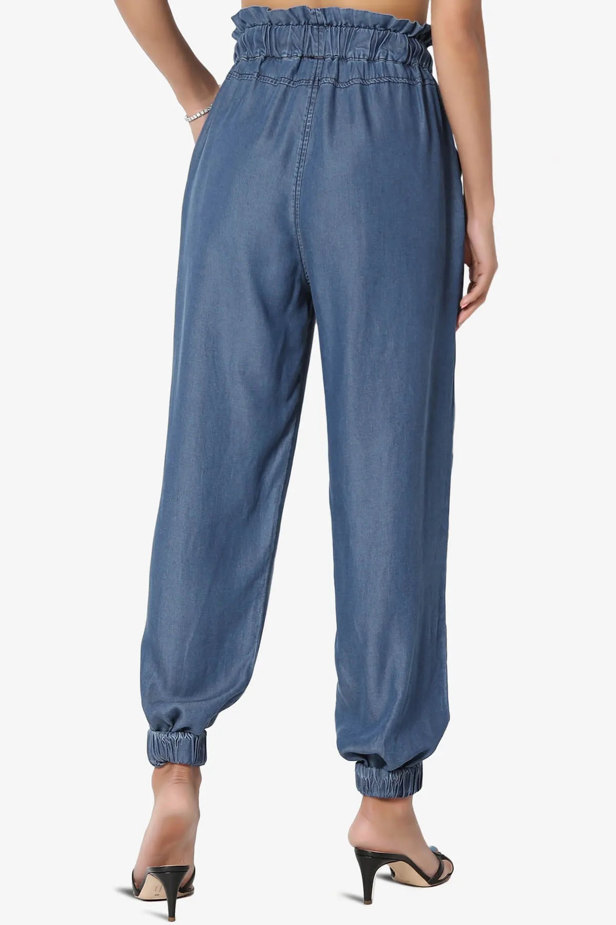 Lilah High Waist Chambray Jogger Pants