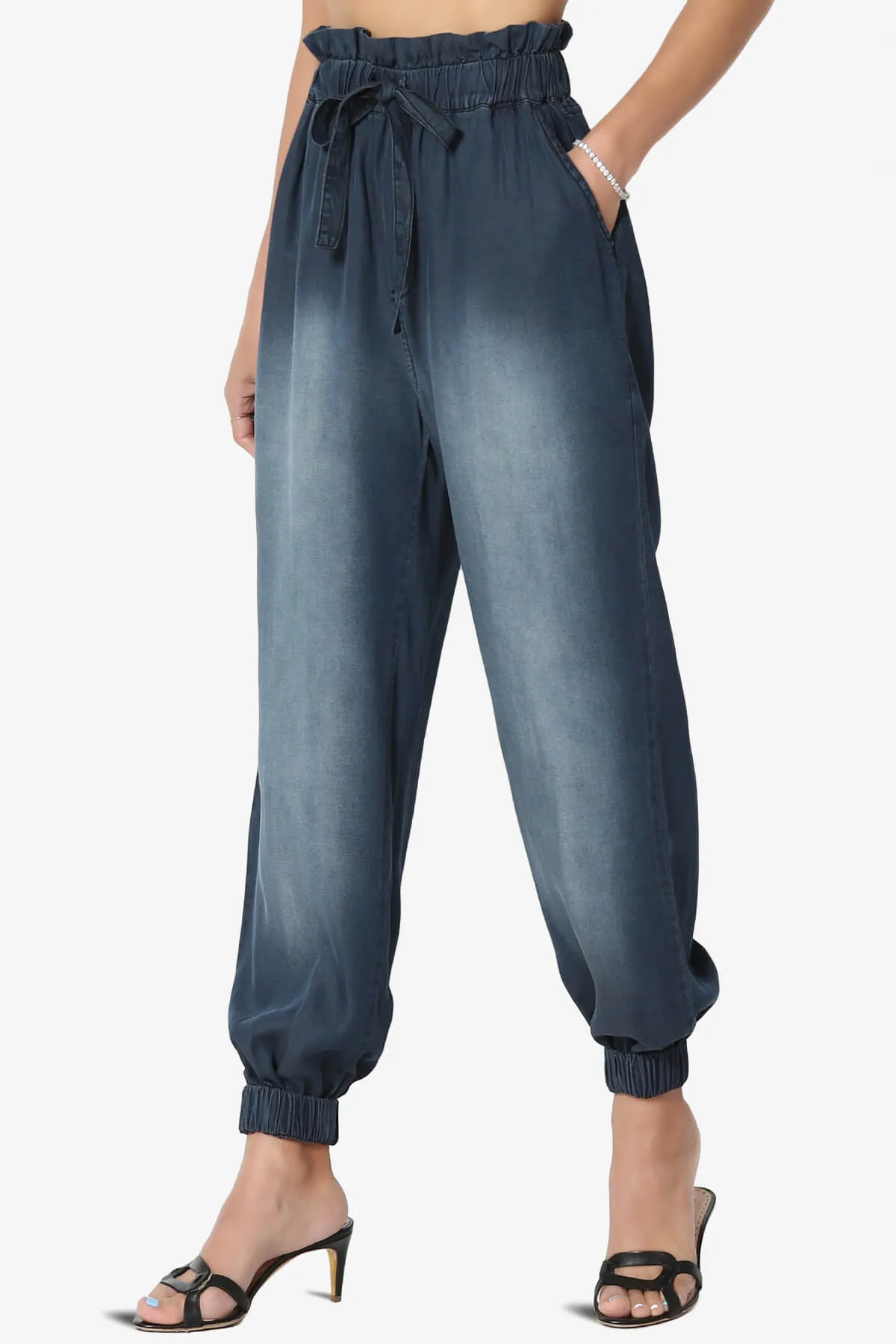 Lilah High Waist Chambray Jogger Pants