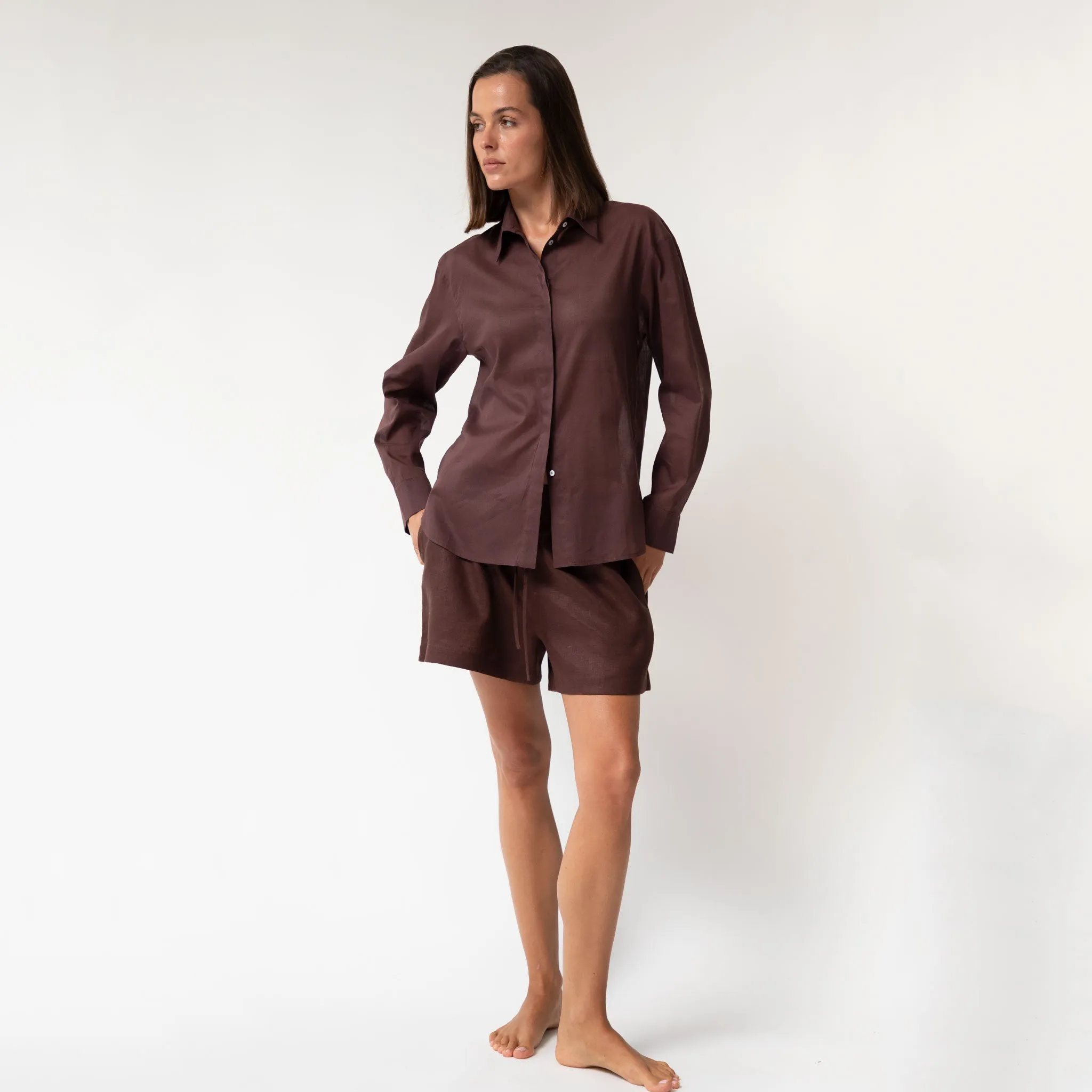 Linen Voile Shirt Restorative Brown