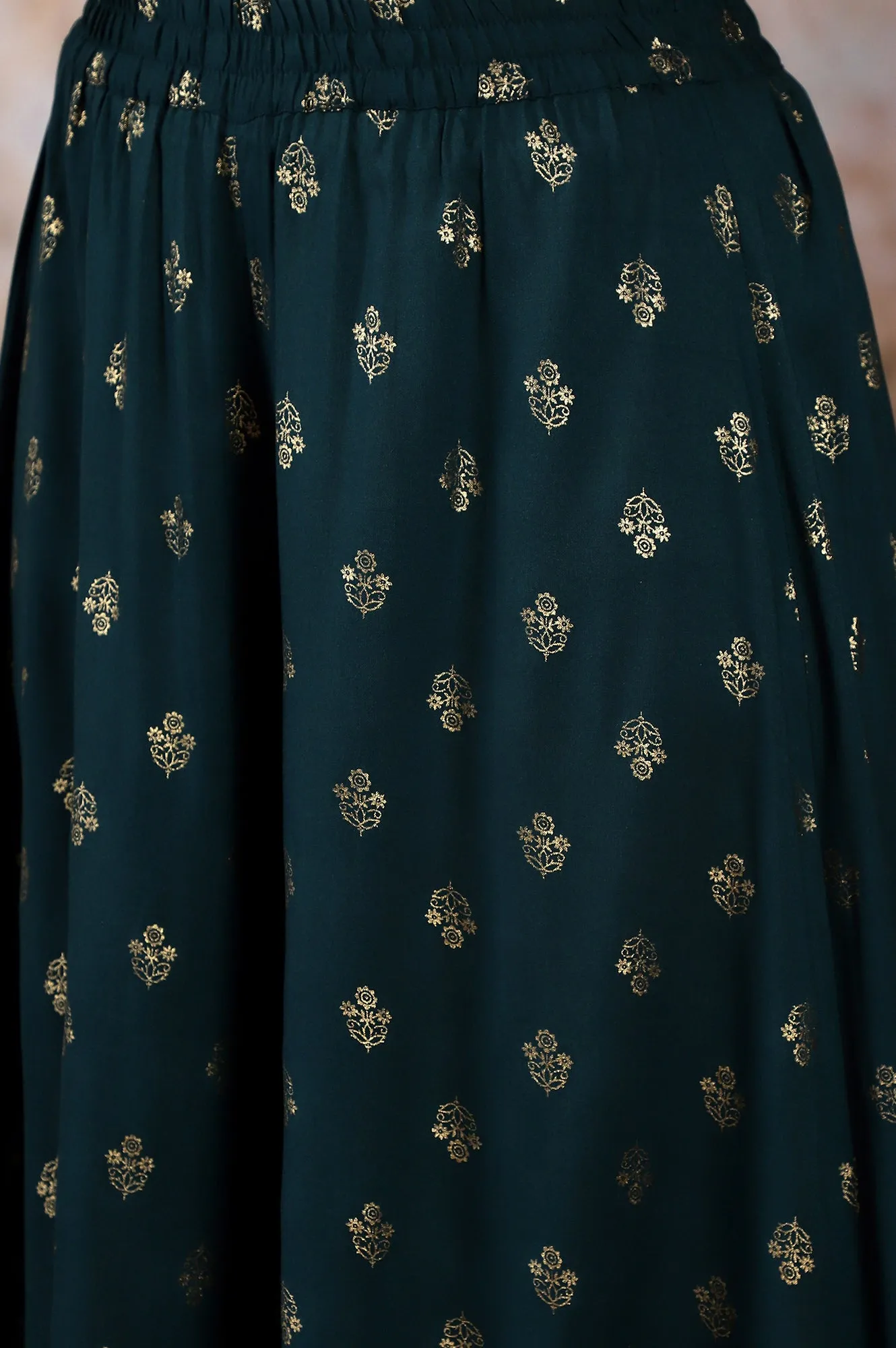 Liva Blue Crop Top With Attached Dupatta And Semi Flared Palazzo Set